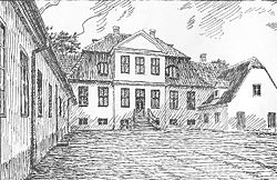 Hellebækgaard. Tegning fra Illustreret Tidende 1923